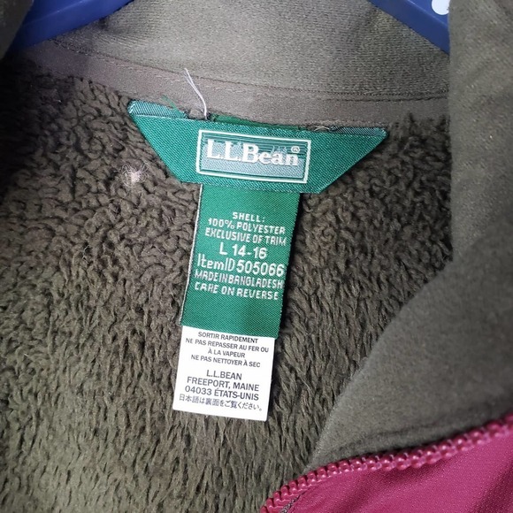 LL Bean Kids Fleece Lined 3 in 1 Jacket Boys L 14-16 Maroon Navy Parka Winter‎ - Picture 7 of 13
